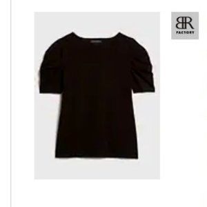 Banana Republic Crepe Puffed Sleeve Top Black